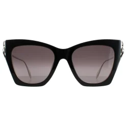 Alexander McQueen Cat-Eye^Sunglasses AM0375S 001 Black Silver Grey Gradient
