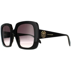 Alexander McQueen Square^Sunglasses AM0378S 001 Black Grey Gradient