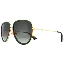 Gucci Gucci|Aviator^Sunglasses GG0062S 003 Gold Green Red Green Gradient