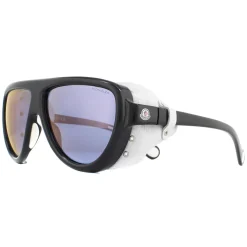 Moncler Moncler^Sunglasses ML0089 01C Black with White Leather Blue with Viole