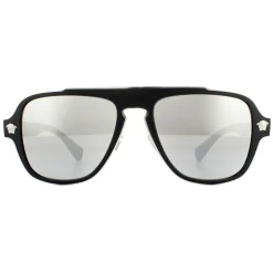 Versace Aviator|Versace^Sunglasses VE2199 10006G Matte Black Dark Grey Silver Mirror